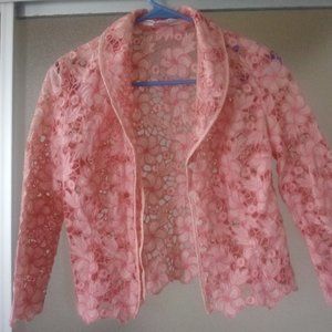Lilly Pulitzer Floral Cutout Blazer Jacket Pink 0